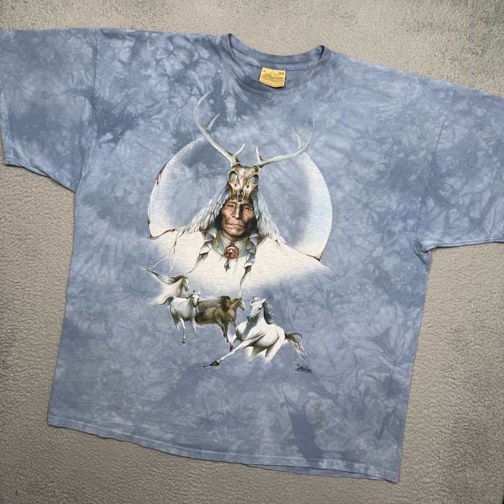 Vintage The Mountain Native American Chief Horse Animal Nature T-Shirt